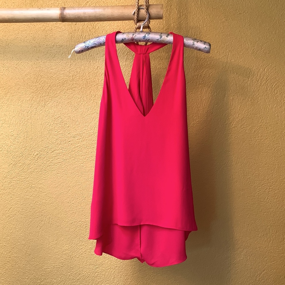 BCBG Draped Halter Top “Jazzie”, NWT, Hot Pink, Size Small, 100% Polyester